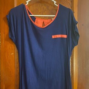 Navy and coral tee